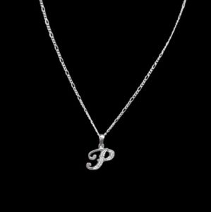 925 sterling silver alphabet letter P‎ pendant necklace